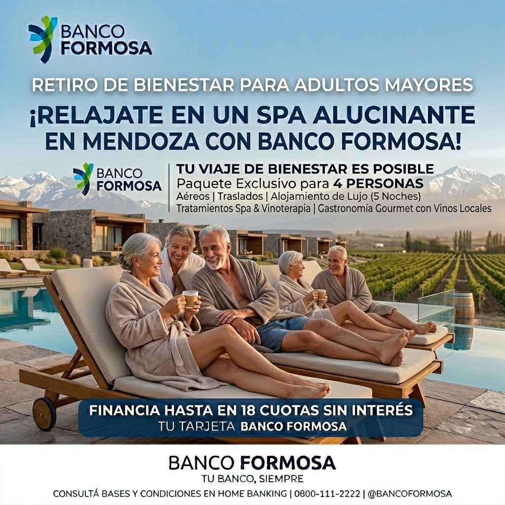 Retiro de Bienestar para Adultos Mayores - Spa en Mendoza con Banco Formosa